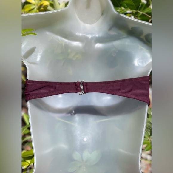 Free People Burgundy Bandeau Bikini Top Swimsuit Size S L Beach Riot Basic Cute - Picture 5 of 10